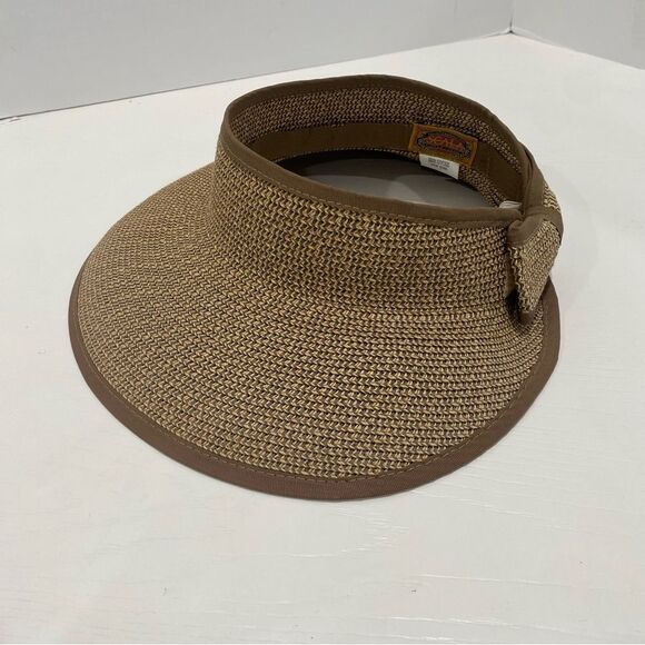 Scala Women's Packable Paper Braid Visor Brown Natural One Size - Picture 3 of 12